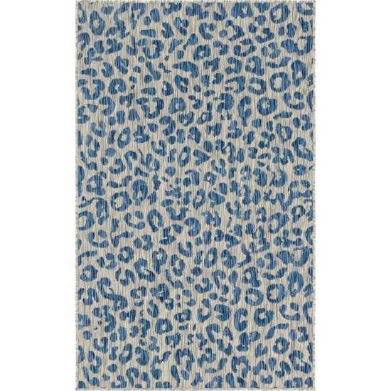 Rug Unique Loom Outdoor Safari Blue Rectangular 5' 0 x 8' 0