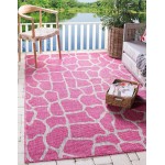 Rug Unique Loom Outdoor Safari Pink Rectangular 5' 0 x 8' 0