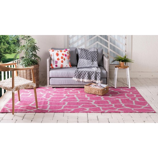 Rug Unique Loom Outdoor Safari Pink Rectangular 5' 0 x 8' 0