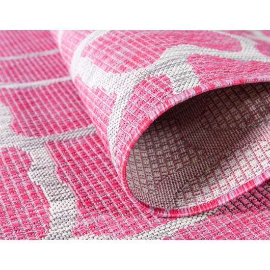 Rug Unique Loom Outdoor Safari Pink Rectangular 5' 0 x 8' 0