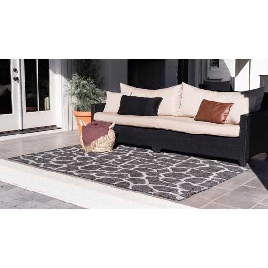 Rug Unique Loom Outdoor Safari Dark Gray Rectangular 5' 0 x 8' 0