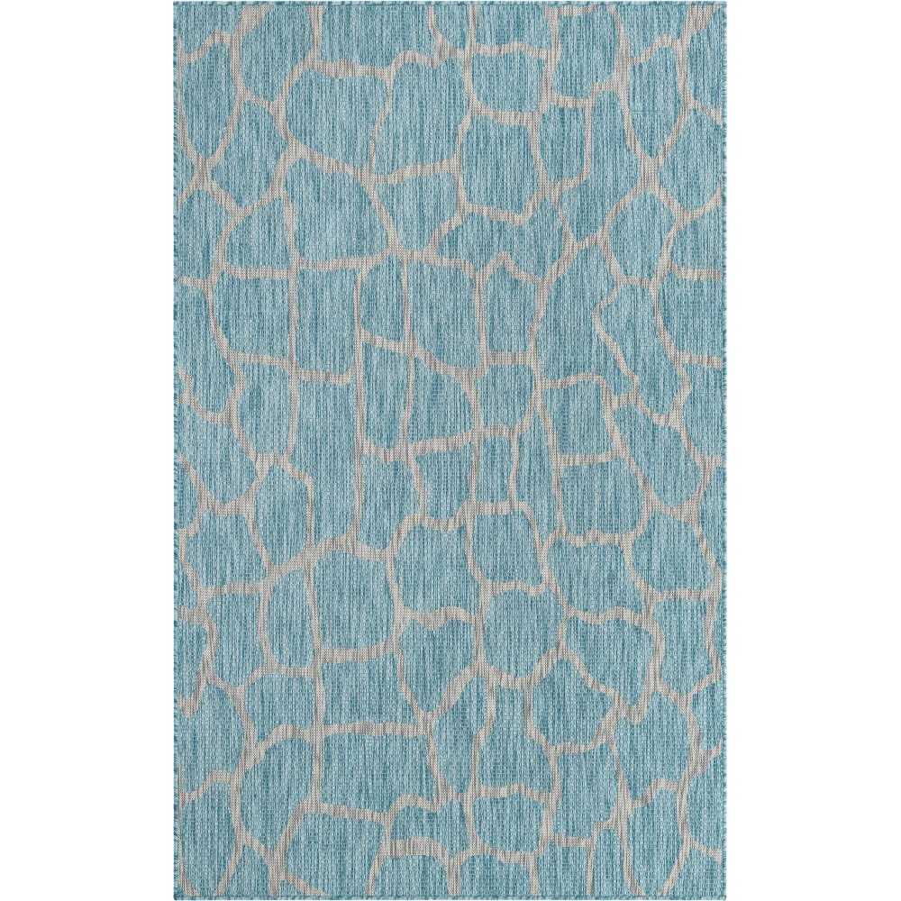Rug Unique Loom Outdoor Safari Aqua Blue Rectangular 5' 0 x 8' 0 Rug Unique Loom Outdoor Safari Aqua Blue Rectangular 5' 0 x 8' 0