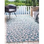 Rug Unique Loom Outdoor Safari Teal Rectangular 4' 0 x 6' 0