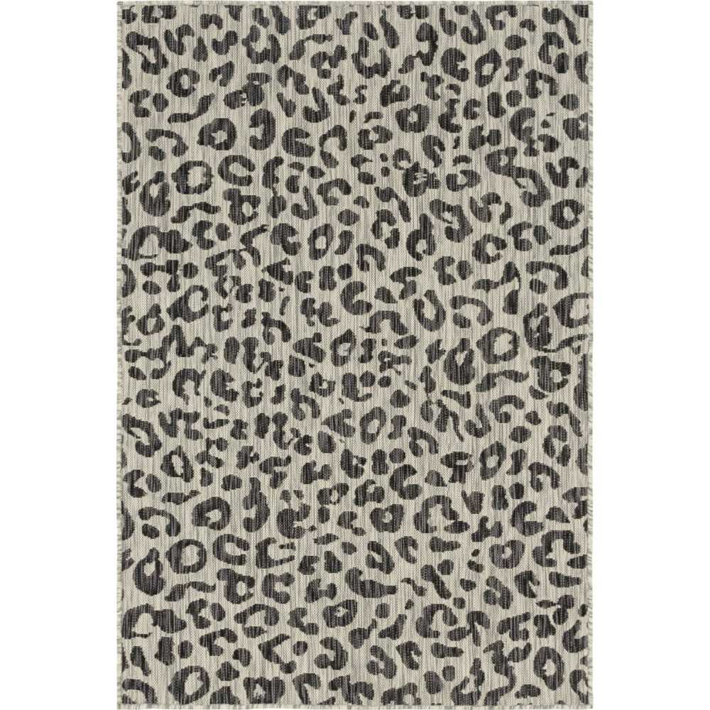 Rug Unique Loom Outdoor Safari Black Rectangular 4' 0 x 6' 0