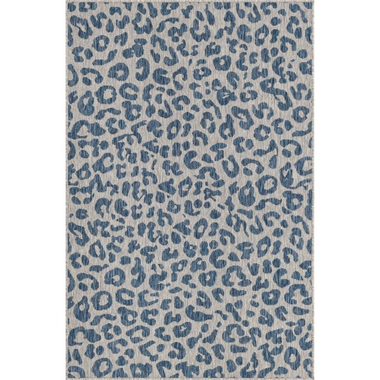 Rug Unique Loom Outdoor Safari Blue Rectangular 4' 0 x 6' 0