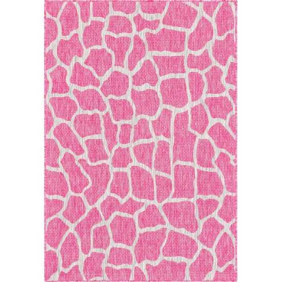 Rug Unique Loom Outdoor Safari Pink Rectangular 4' 0 x 6' 0