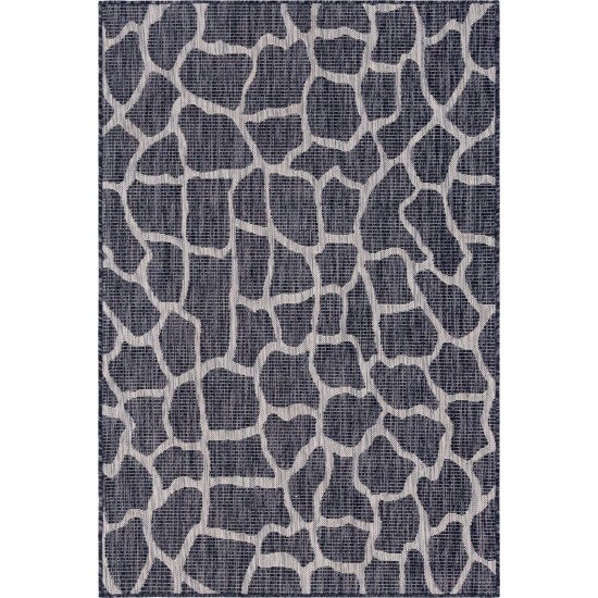 Rug Unique Loom Outdoor Safari Dark Gray Rectangular 4' 0 x 6' 0