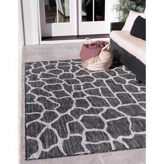 Rug Unique Loom Outdoor Safari Dark Gray Rectangular 4' 0 x 6' 0