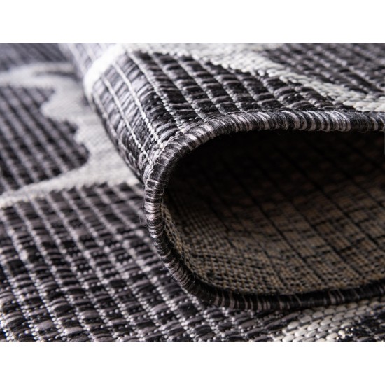 Rug Unique Loom Outdoor Safari Dark Gray Rectangular 4' 0 x 6' 0
