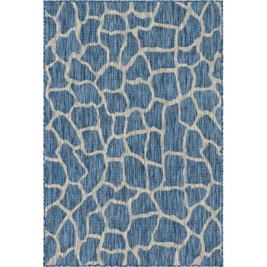 Rug Unique Loom Outdoor Safari Blue Rectangular 4' 0 x 6' 0