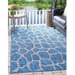 Rug Unique Loom Outdoor Safari Blue Rectangular 4' 0 x 6' 0