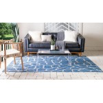 Rug Unique Loom Outdoor Safari Blue Rectangular 4' 0 x 6' 0