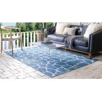 Rug Unique Loom Outdoor Safari Blue Rectangular 4' 0 x 6' 0
