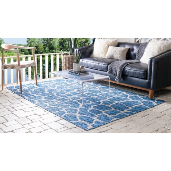 Rug Unique Loom Outdoor Safari Blue Rectangular 4' 0 x 6' 0