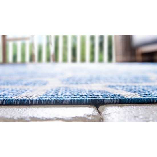 Rug Unique Loom Outdoor Safari Blue Rectangular 4' 0 x 6' 0