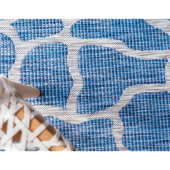 Rug Unique Loom Outdoor Safari Blue Rectangular 4' 0 x 6' 0