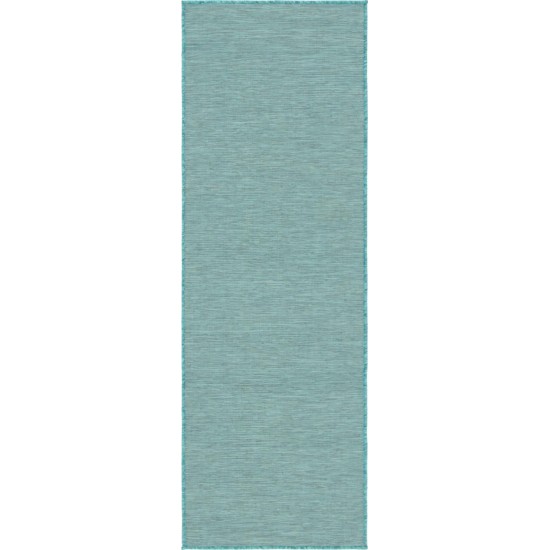 Rug Unique Loom Outdoor Patio Turquoise Runner 2' 0 x 6' 0