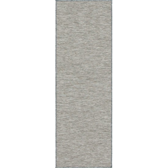 Rug Unique Loom Outdoor Patio Light Gray Runner 2' 0 x 6' 0