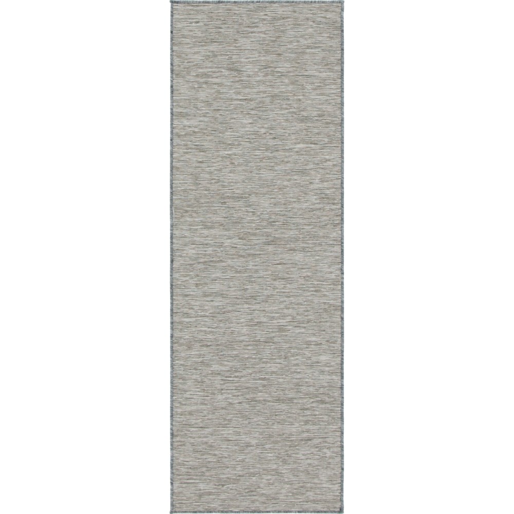 Rug Unique Loom Outdoor Patio Light Gray Runner 2' 0 x 6' 0