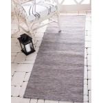 Rug Unique Loom Outdoor Patio Light Gray Runner 2' 0 x 6' 0