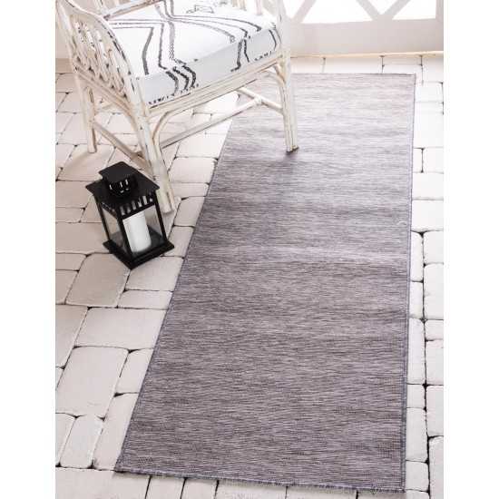 Rug Unique Loom Outdoor Patio Light Gray Runner 2' 0 x 6' 0