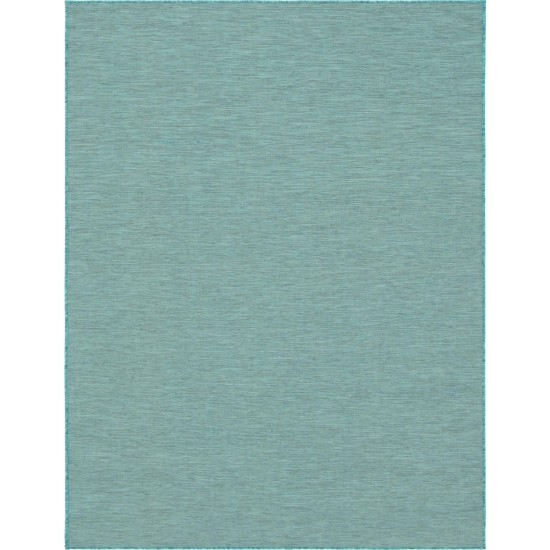 Rug Unique Loom Outdoor Patio Turquoise Rectangular 9' 4 x 12' 0