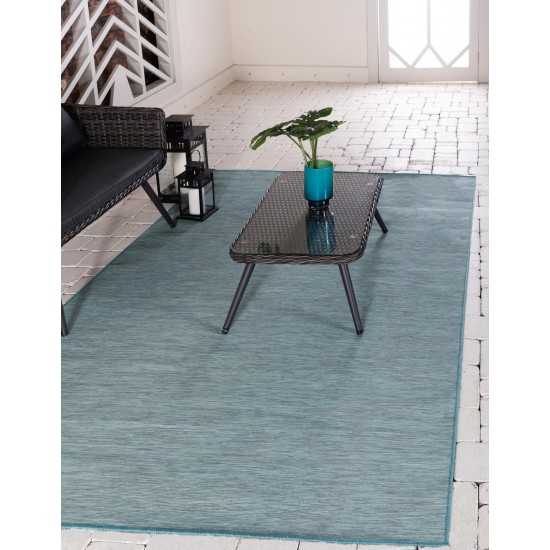 Rug Unique Loom Outdoor Patio Turquoise Rectangular 9' 4 x 12' 0