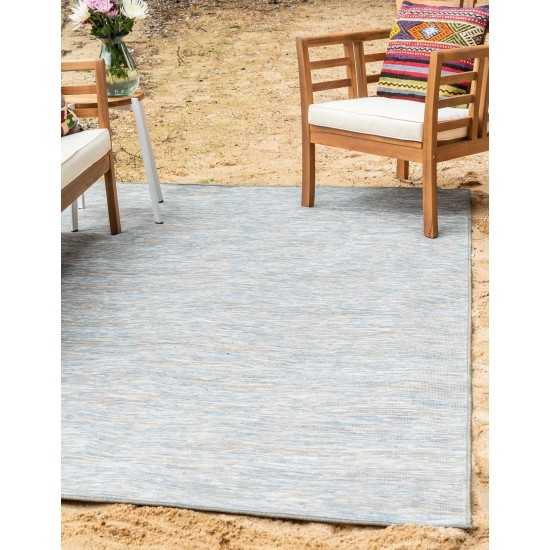 Rug Unique Loom Outdoor Patio Blue Rectangular 9' 4 x 12' 0