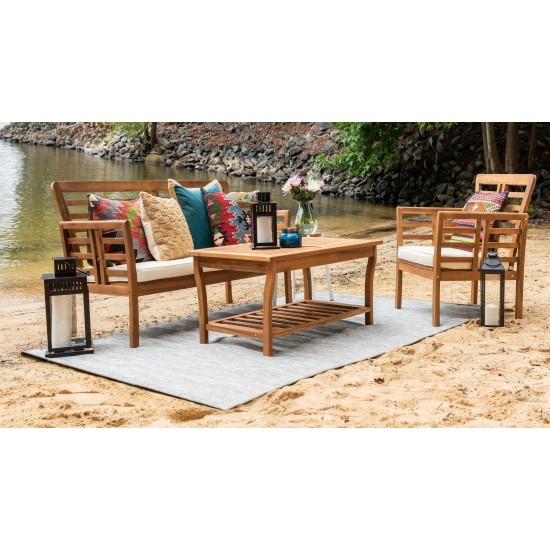 Rug Unique Loom Outdoor Patio Blue Rectangular 8' 4 x 11' 4