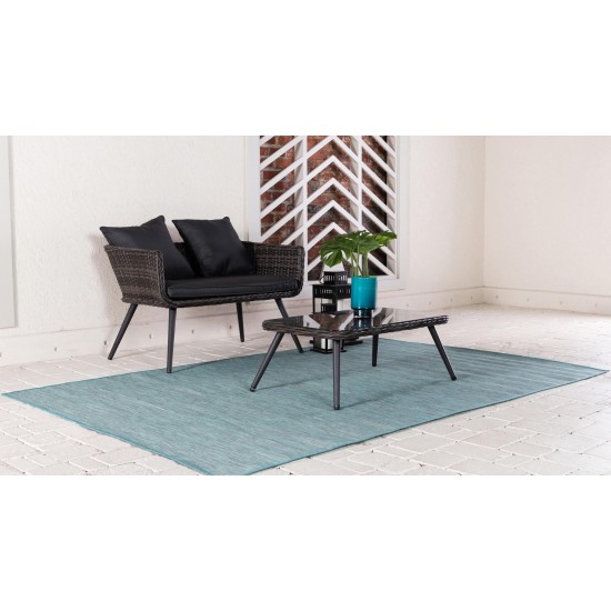 Rug Unique Loom Outdoor Patio Turquoise Rectangular 7' 5 x 10' 0