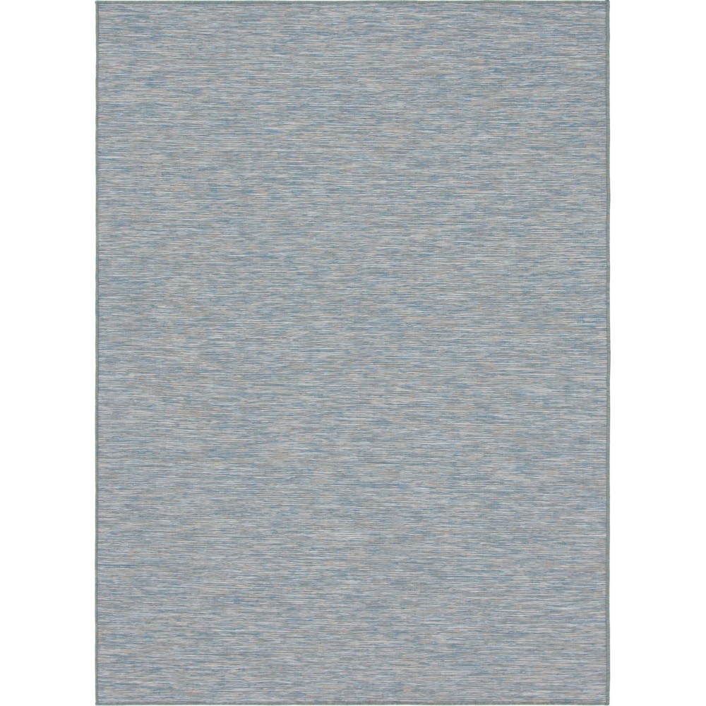 Rug Unique Loom Outdoor Patio Blue Rectangular 7' 5 x 10' 0