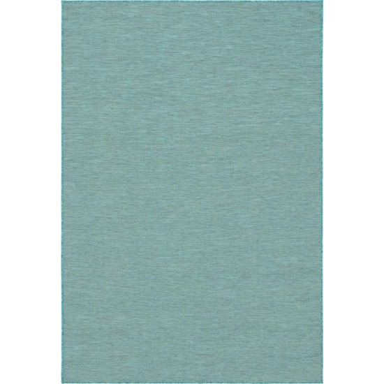 Rug Unique Loom Outdoor Patio Turquoise Rectangular 6' 3 x 9' 0