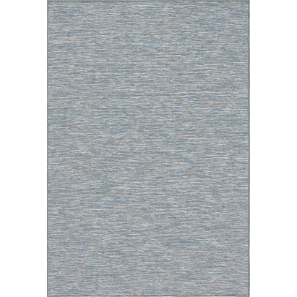 Rug Unique Loom Outdoor Patio Blue Rectangular 6' 3 x 9' 0