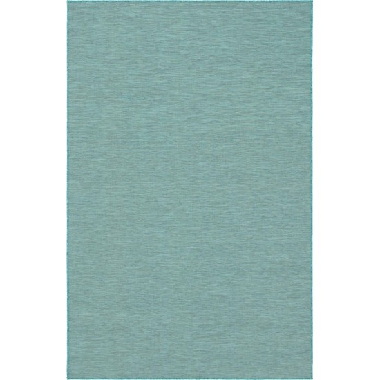 Rug Unique Loom Outdoor Patio Turquoise Rectangular 5' 3 x 8' 0