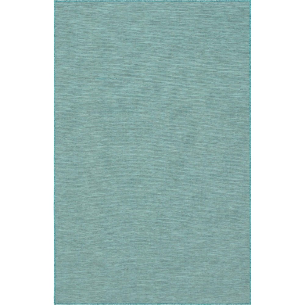 Rug Unique Loom Outdoor Patio Turquoise Rectangular 5' 3 x 8' 0