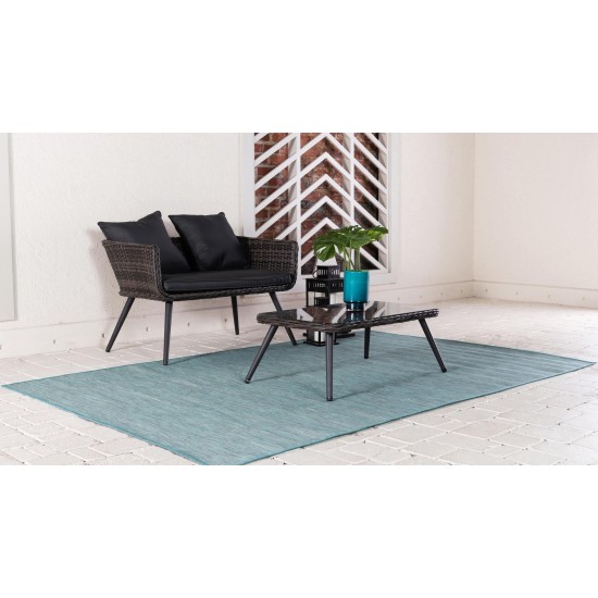 Rug Unique Loom Outdoor Patio Turquoise Rectangular 5' 3 x 8' 0