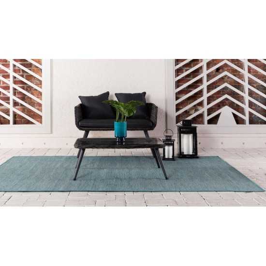 Rug Unique Loom Outdoor Patio Turquoise Rectangular 5' 3 x 8' 0