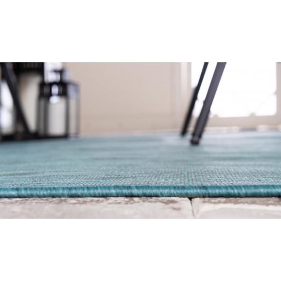 Rug Unique Loom Outdoor Patio Turquoise Rectangular 5' 3 x 8' 0