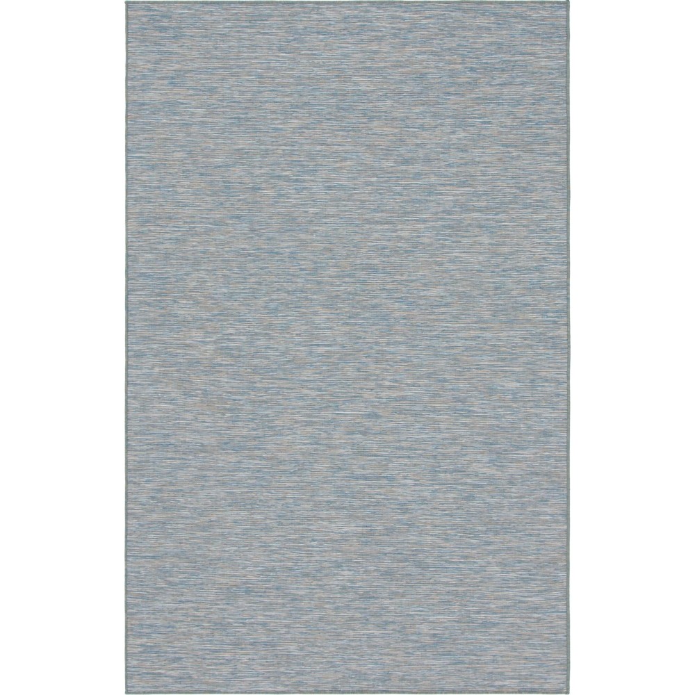 Rug Unique Loom Outdoor Patio Blue Rectangular 5' 3 x 8' 0