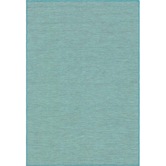 Rug Unique Loom Outdoor Patio Turquoise Rectangular 4' 2 x 6' 0