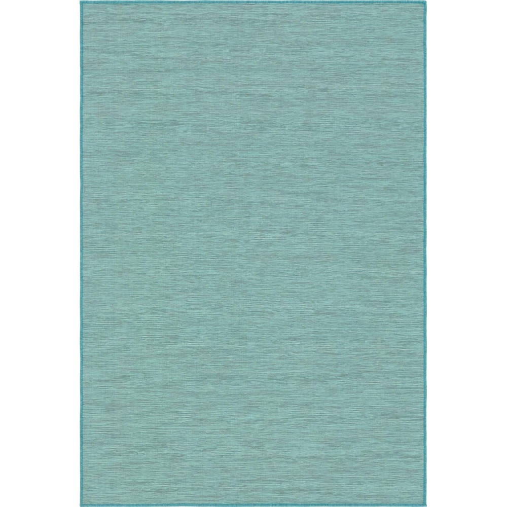 Rug Unique Loom Outdoor Patio Turquoise Rectangular 4' 2 x 6' 0