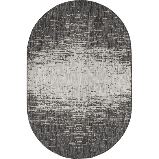 Rug Unique Loom Outdoor Modern Gray Oval 5' 3 x 8' 0