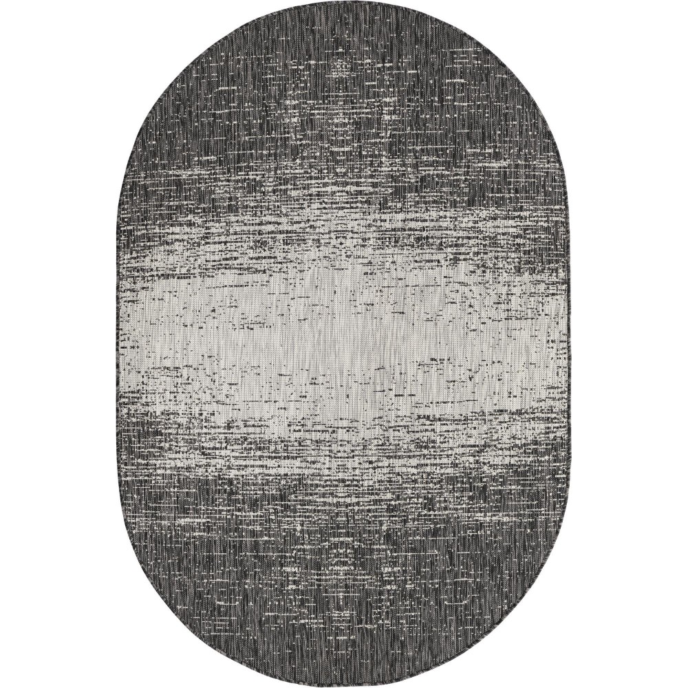 Rug Unique Loom Outdoor Modern Gray Oval 5' 3 x 8' 0