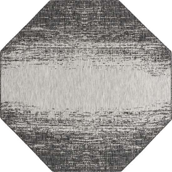 Rug Unique Loom Outdoor Modern Gray Octagon 7' 10 x 7' 10