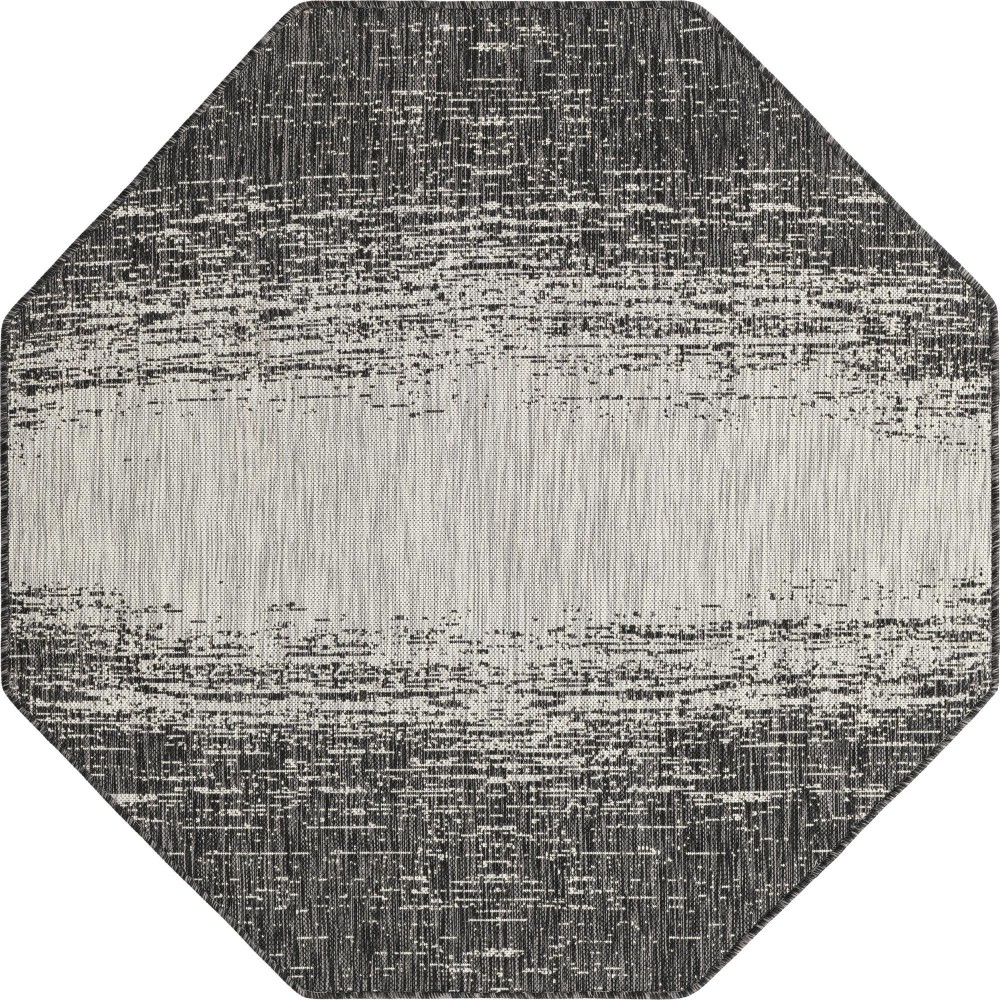 Rug Unique Loom Outdoor Modern Gray Octagon 5' 3 x 5' 3