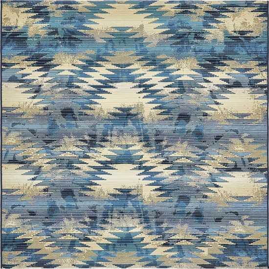 Rug Unique Loom Outdoor Modern Blue Square 6' 0 x 6' 0