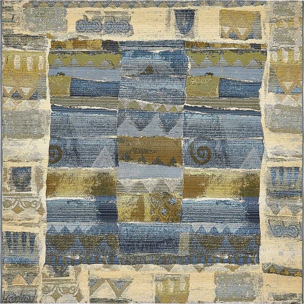 Rug Unique Loom Outdoor Modern Blue Square 6' 0 x 6' 0 Rug Unique Loom Outdoor Modern Blue Square 6' 0 x 6' 0