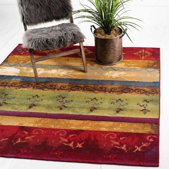 Rug Unique Loom Outdoor Modern Multi Square 6' 0 x 6' 0