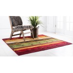 Rug Unique Loom Outdoor Modern Multi Square 6' 0 x 6' 0