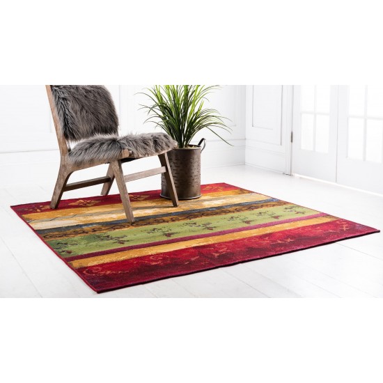 Rug Unique Loom Outdoor Modern Multi Square 6' 0 x 6' 0